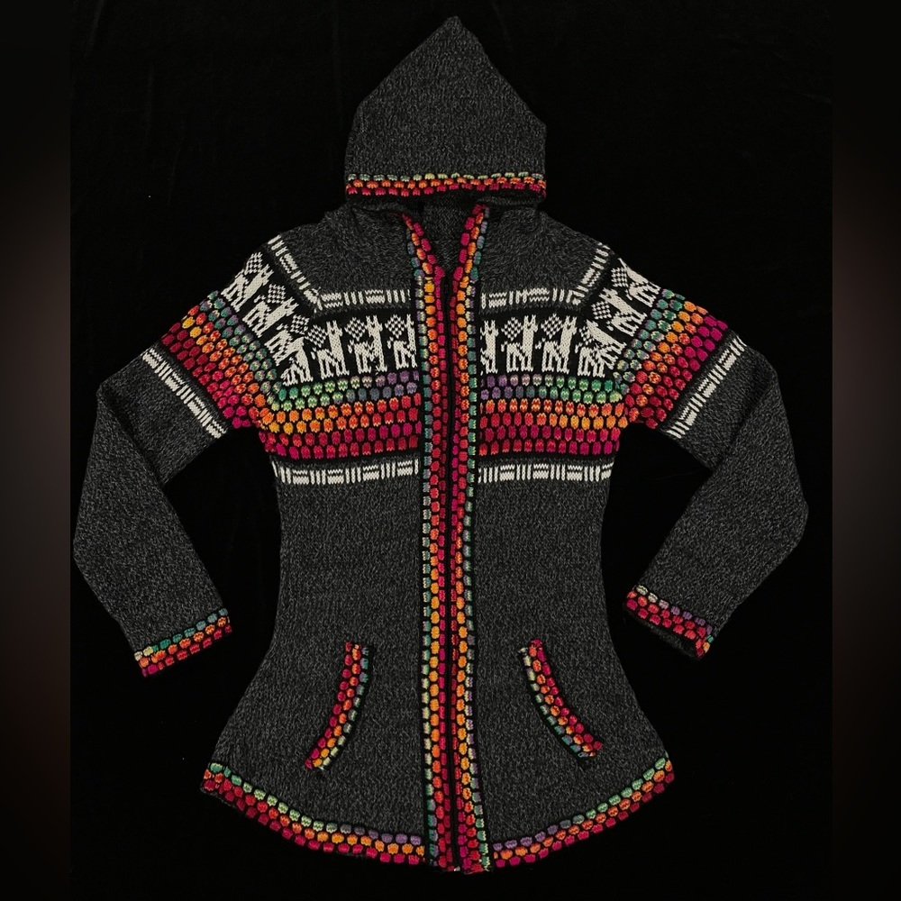 hand embroidered mexican zip-up hoodie